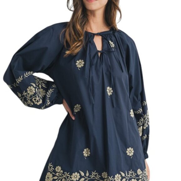 Navy Blue Floral Mini Spring Dress - Picture 8 of 13
